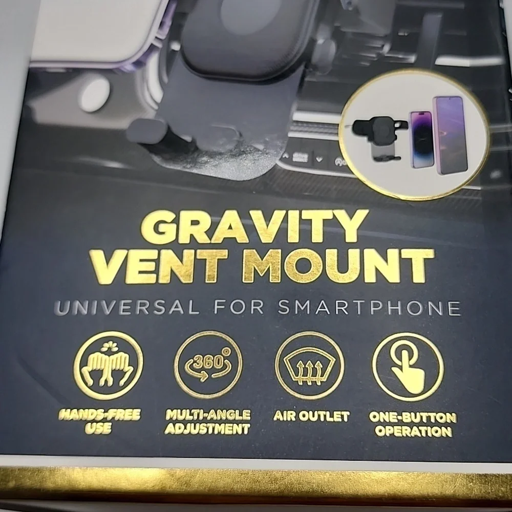 Smartphone Gravity Vent Mount for Vehicle Black